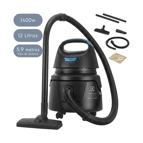 Aspirador de Pó e Água Electrolux Compacto Potente 1400W Função Sopro 12L total 5L útil protetor térmico AWD01