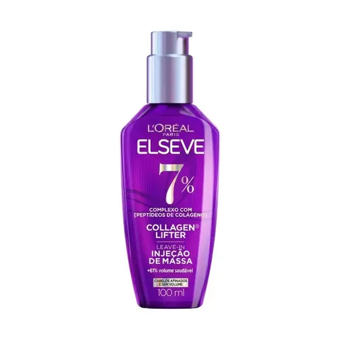 L'oréal Paris Elseve Collagen Lifter Leave-in Sérum Capilar Para Cabelos Finos Injeção de Massa com Peptídeos de Colágeno Aumenta o Volume em 61% e Encorpa os Fios por 72h 100ml