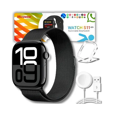 Smartwatch Microwear S11 Pro Amoled Faz Ligaçoes Responde Whatsapp 47mm Gps Nfc Preto
