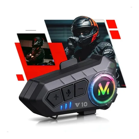 Fone De Ouvido Para Capacete Intercomunicador Bluetooth Rgb Sem Fio Música Gps Chamadas Alta Potência Cow