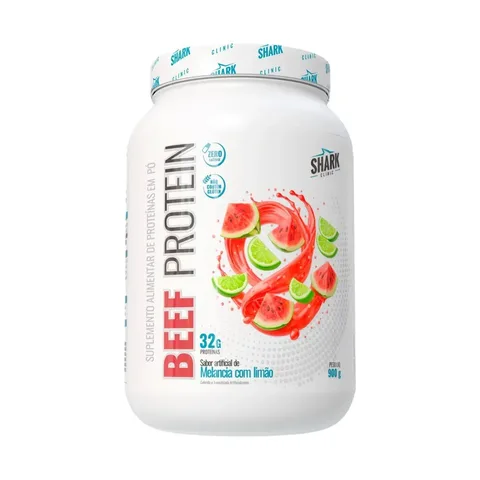 Suplemento Beef Protein Shark Pro Proteína Bovina + Colágeno pote 900g Sabor Melancia Com Limão