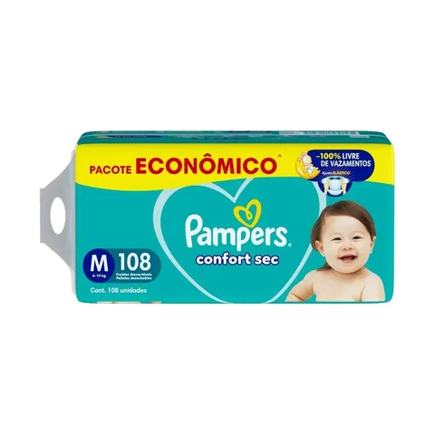 Fralda Pampers Confort Sec Tamanho M, 108 Un