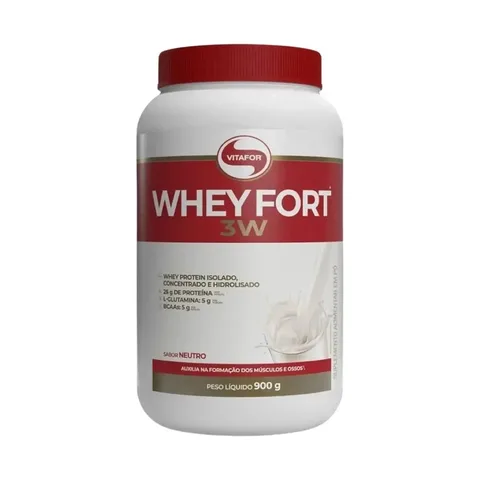 Whey Fort 3w 900g Vitafor Sabor Neutro