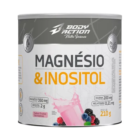 Magnésio E Inositol Taurina Melatonina 210g Bodyaction Nutri Science Sabor Frutas Vermelhas