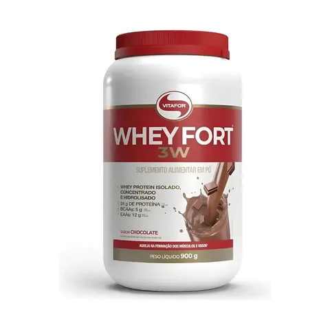 Whey Protein Fort 3w 900g Vitafor Sabor Chocolate