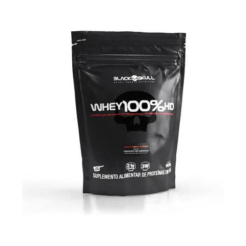 Refill Whey 100% Hd Sabores I 900g I Black Skull Chocolate Com Amendoim