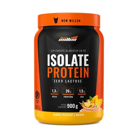 Whey Isolado New Millen 900g 26g Proteína Zero Lactose Sabor Pêssego e manga