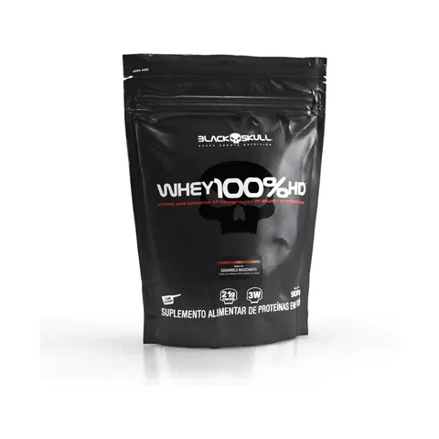 Whey 100% Hd Refil Black Skull - 900g (wpc, Wpi E Wph) Sabor Caramelo Macchiato