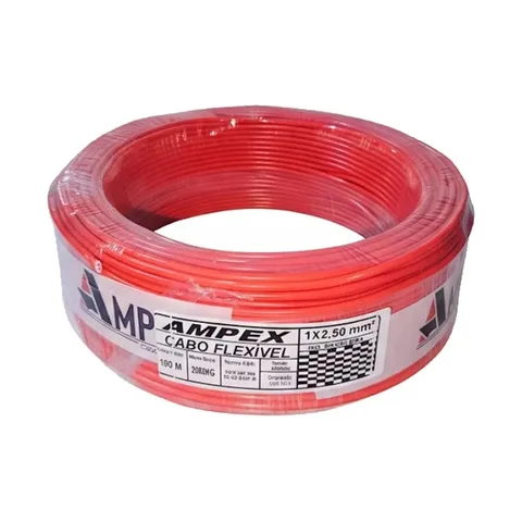 Fio Elétrico Cabo Flexível 2,5mm Rolo 100 Metros. Cobertura Vermelho