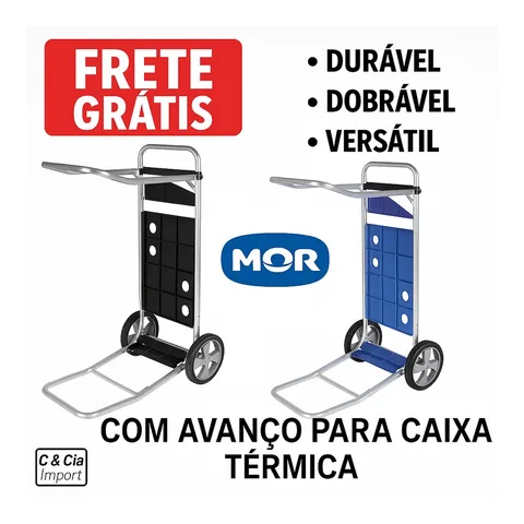 Carrinho De Praia P/ 5 Cadeiras E Cooler Alumínio Vira Mesa