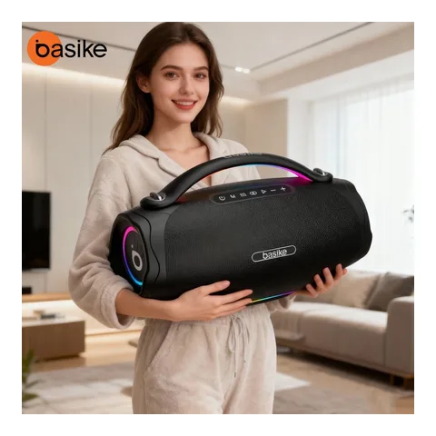 Basike caixa de som bluetooth grande 100W Boombox Plus 10H Portátil Subwoofer Com RGB IPX6 à prova d'água 360° Estéreo