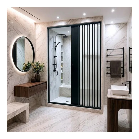 Box para Banheiro Sanfonado 185x160cm PVC Preto Preto