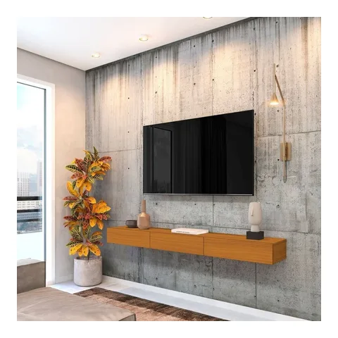 Rack Suspenso para TV até 55 Polegadas 100% MDF 155cm Marrom Cedro Cedro