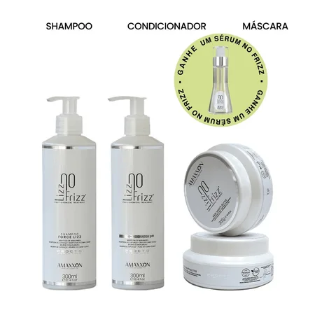 Kit Lizz No Frizz Anti Frizz Completo Hidratação Cabelos Lisos + Brinde
